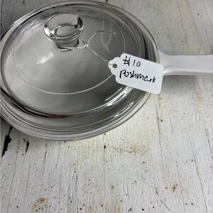 Corningware Clear Glass and White Saucepan with Lid